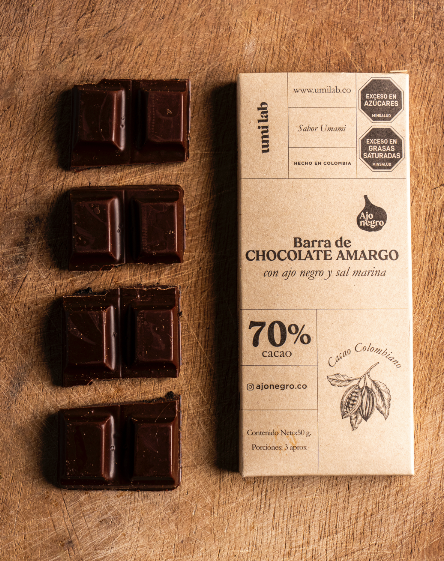 Barra de chocolate con Ajo negro y sal marina 70% cacao